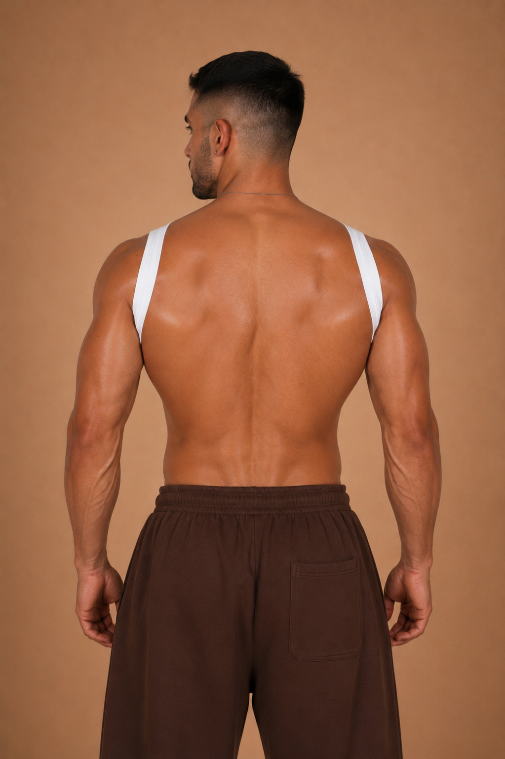 the cutaway — back view showing strap back and open sides