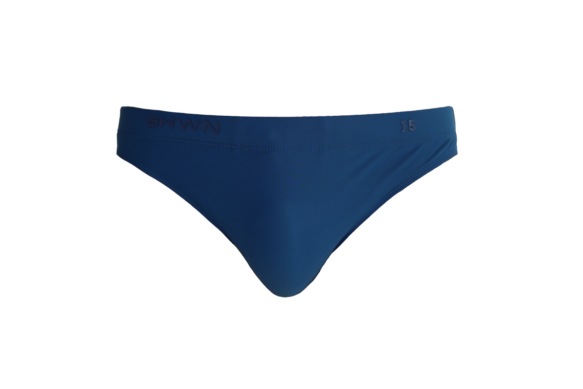 SHWN Berkeley swim brief side view — premium Australian mens swimwear