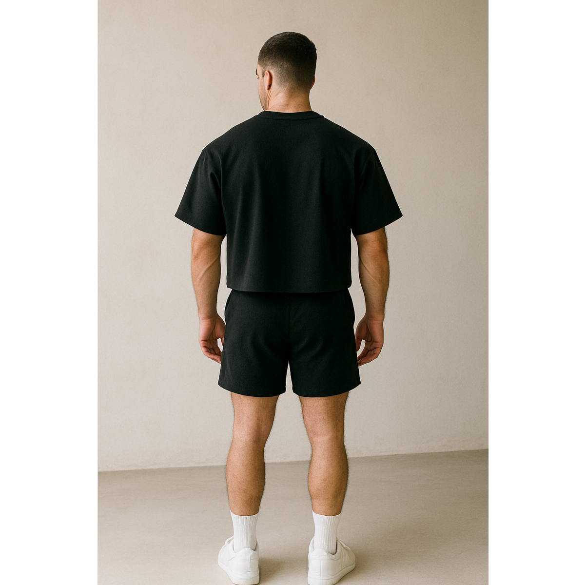 SHWN Nightshift cropped tee flat lay — structured crop top streetwear